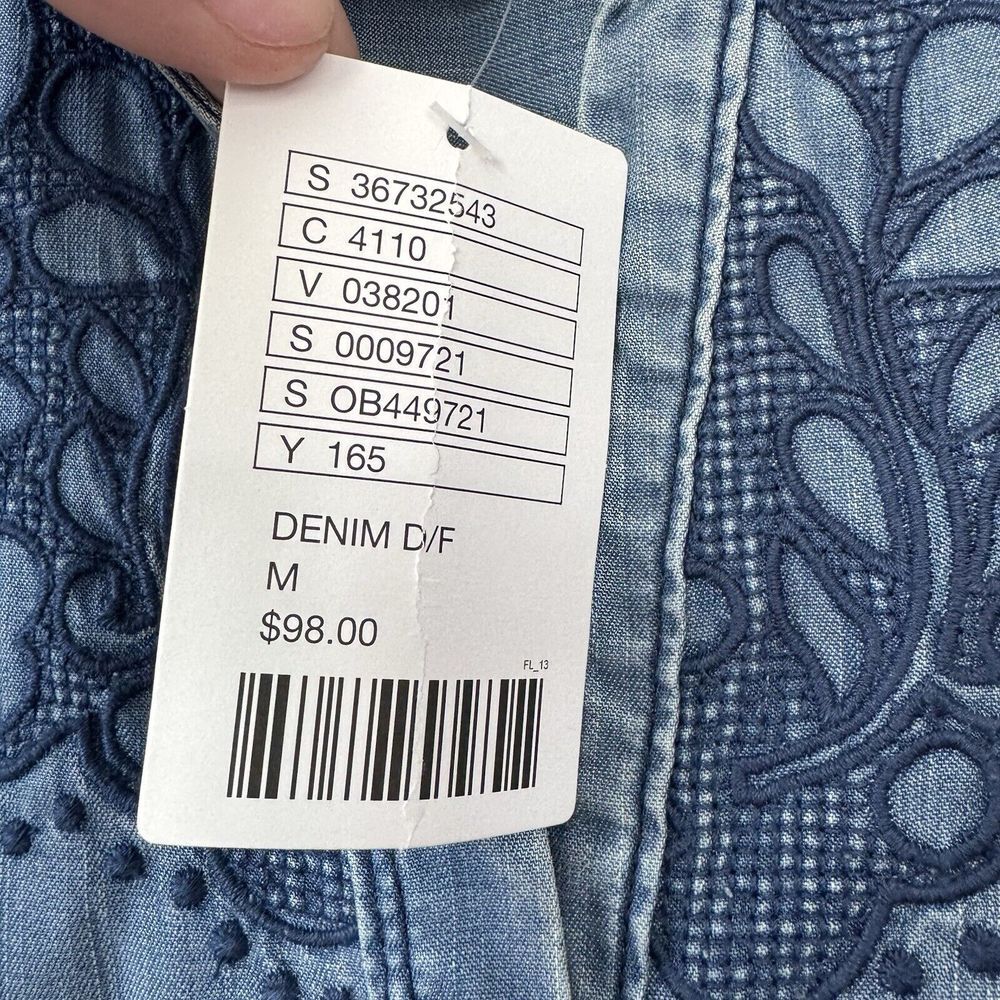 NWT Holding Horses Medium Blue Chambray Embroidered Long Sleeve‎ Button Up Shirt - Picture 6 of 8